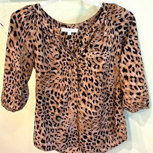 LOFT Brown and Black Relaxed Blouse